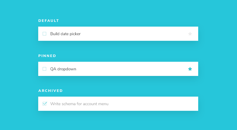 Task component in drie states